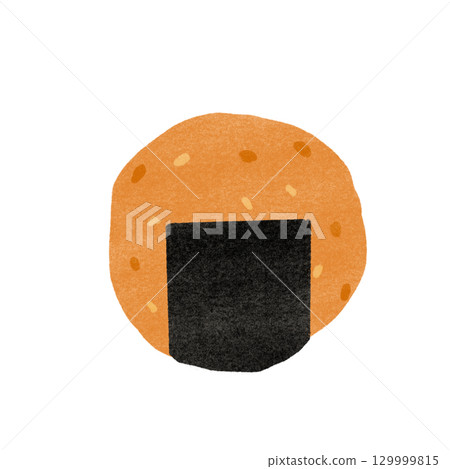 Illustration of rice crackers with stamp-like glue 129999815