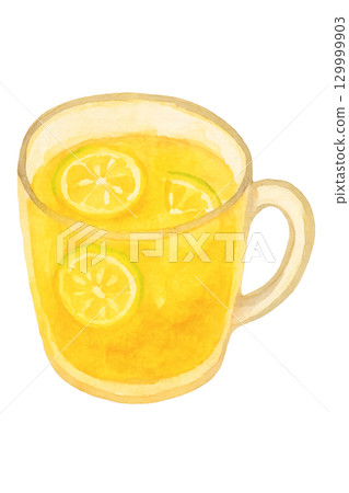 Hot yuzu tea with sliced yuzu watercolor clipart Hot yuzu tea with sliced yuzu watercolor clipart 129999903