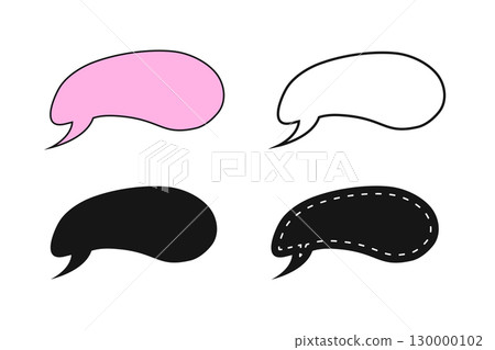 Set of speech bubble templates. Communication banners, dialogue balloons, textboxes, quote frames, message tags, idea labels, offer stickers isolated on white background. Vector illustration 130000102
