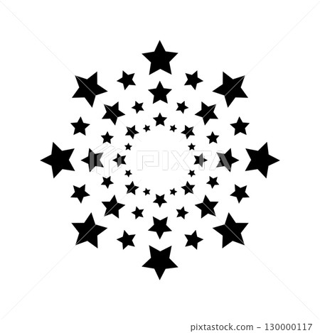 Concentric circles with star borders isolated on white background. Stardust print. Prize, success or award concept. Starry rings emblem template. Vector graphic illustration Concentric circles with star borders isolated on white background. Stardust print. Prize, success or award concept. Starry rings emblem template. Vector graphic illustration 130000117