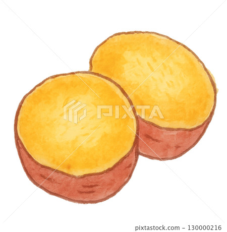 Sliced roasted sweet potato close-up watercolor illustration PNG transparent background Sliced roasted sweet potato close-up watercolor illustration PNG transparent background 130000216
