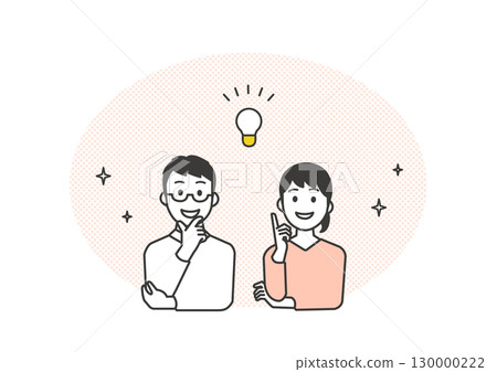 Illustration of a young couple coming up with an idea 130000222
