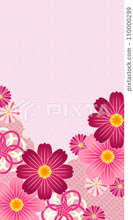 Cute Japanese-style cosmos vertical background, 16:9 130000299