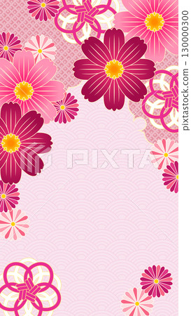 Cute Japanese-style cosmos vertical background, 16:9 130000300