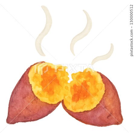 Steamy roasted sweet potato watercolor illustration PNG transparent background 130000512