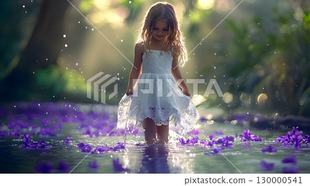 在河裡玩耍的女孩 130000541
