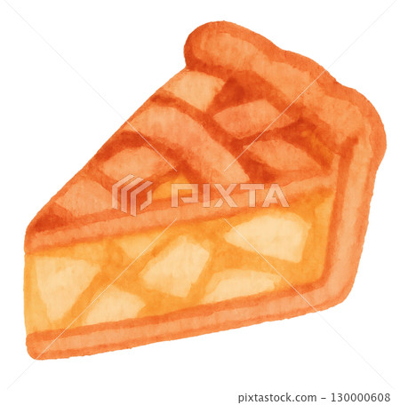 A slice of apple pie watercolor illustration PNG transparent background 130000608