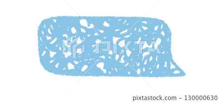 Organic chalk scribble speech balloon in blue rectangle style. Chat textbox for comment or message, blending playful rough look and simple form as creative graphic for communication concept. 130000630