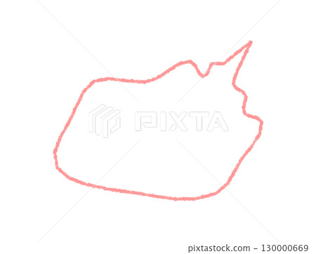 Hand drawn wavy crayon bubble with outline and soft pink contour. Speech cloud in round style forms playful text area and graphic symbol. Ideal for child comment or creative communication design 130000669