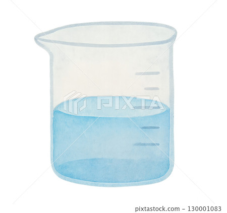 Beaker watercolor illustration PNG transparent background 130001083