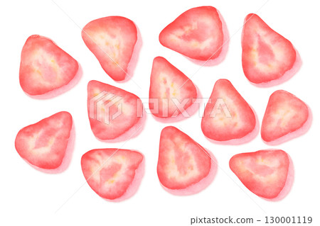 Strawberry slice watercolor illustration PNG transparent background 130001119