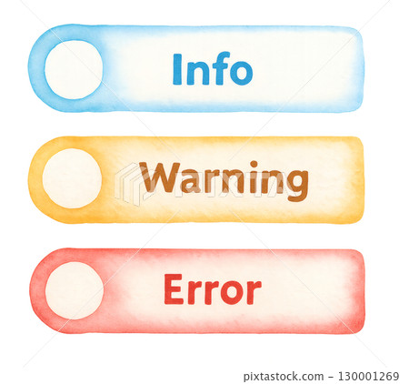 Colorful message frame for information, warnings, and errors. Watercolor illustration, PNG, transparent background. 130001269