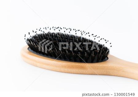 Close-up of a boar bristle hairbrush 130001549