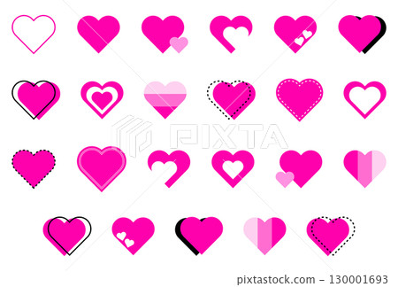 Simple heart symbol set pink Simple heart symbol set pink 130001693