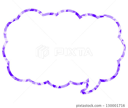 彩色玻璃風格的對話泡泡,三角形圖案,細長的雲形 彩色玻璃風格的對話泡泡,三角形圖案,細長的雲形 130001716