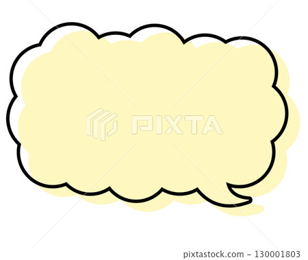 A simple speech bubble with misaligned lines, a long, thin cloud shape 130001803