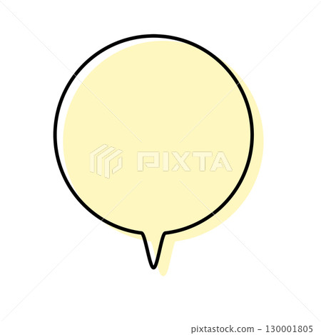 一個簡單的對話框，線條錯位，呈圓形向下指向 130001805