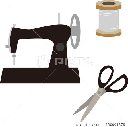 縫紉機與縫紉工具插圖集 縫紉機與縫紉工具插圖集 130001878