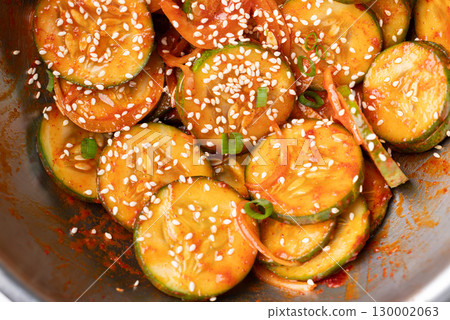 Korean cucumber salad (Oi muchim) in bowl, Korean side dish Korean cucumber salad (Oi muchim) in bowl, Korean side dish 130002063