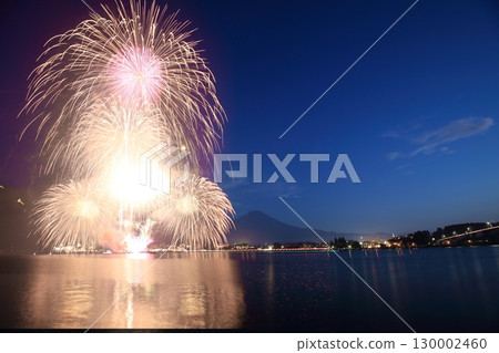 Summer night fireworks seen from Lake Kawaguchi 130002460