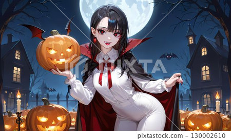 萬聖節扮成德古拉的女人的插圖 萬聖節扮成德古拉的女人的插圖 130002610