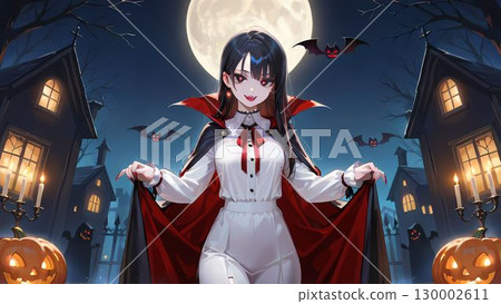 萬聖節扮成德古拉的女人的插圖 萬聖節扮成德古拉的女人的插圖 130002611