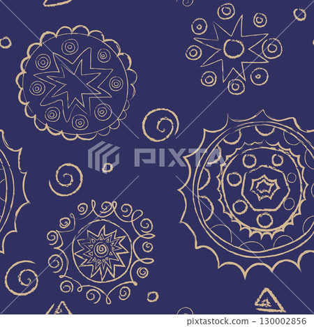 Seamless pattern Seamless pattern with circles and geometric shapes in vector 130002856