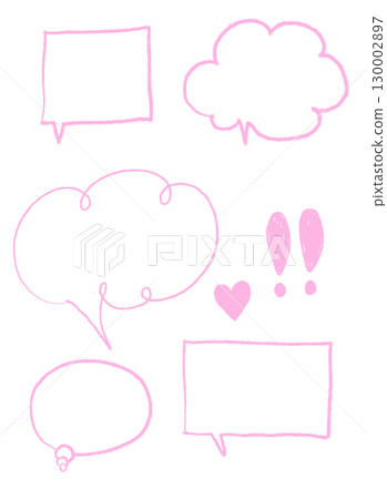 Hand-drawn style speech bubble set, pink, cute, relaxed 130002897