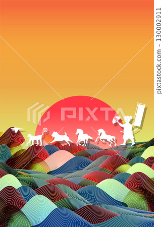 馬年賀卡十二生肖背景 130002911