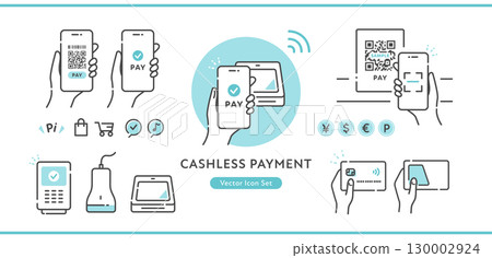 用於智慧型手機電子貨幣支付和觸控支付(無現金支付)的向量圖示集 用於智慧型手機電子貨幣支付和觸控支付(無現金支付)的向量圖示集 130002924