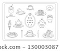 咖啡廳菜單插圖集黑白 130003087