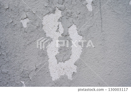 Peeling paint on gray concrete wall. Peeling, cracking, or blistering paint occurs when there is a loss of adhesion between the paint and the surface it's placed on. Peeling paint on gray concrete wall. Peeling, cracking, or blistering paint occurs when there is a loss of adhesion between the paint and the surface it's placed on. 130003117
