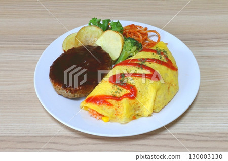 Omelette rice and hamburger steak Omelette rice and hamburger steak 130003130