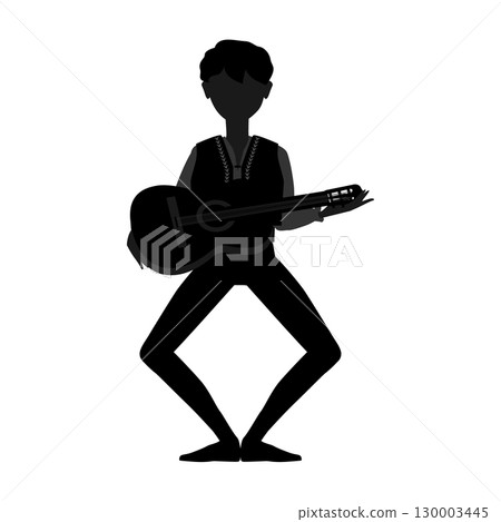 芭蕾舞劇《唐吉訶德》中飾演巴西爾角色的舞者的剪影插圖 芭蕾舞劇《唐吉訶德》中飾演巴西爾角色的舞者的剪影插圖 130003445