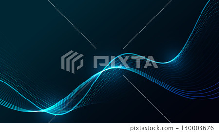 Futuristic Digital Wave with Luminous Neon Lines 130003676