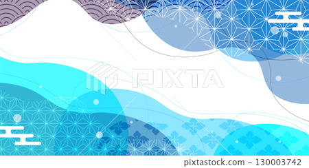 Wave blue Japanese pattern background 130003742