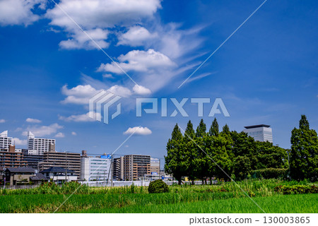 Cityscape with blue sky and clouds 130003865