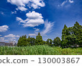 Cityscape with blue sky and clouds 130003867