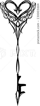 Illustration of an antique vintage heart-shaped lock Illustration of an antique vintage heart-shaped lock 130003884