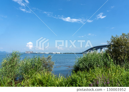 View of Moriyama on the opposite bank of the Katata River near Lake Biwa Bridge 130003952