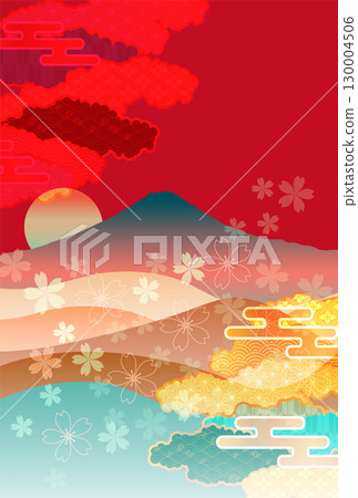 富士山日式新年賀卡背景 130004506