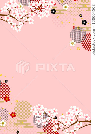 Japanese pattern New Year's card Cherry blossom background Japanese pattern New Year's card Cherry blossom background 130004508