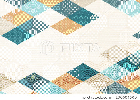 Colorful Japanese pattern New Year's card background Colorful Japanese pattern New Year's card background 130004509