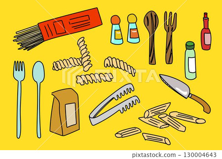 義大利麵和餐點插圖 130004643