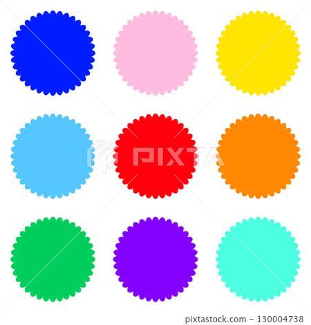 Set of 9 simple jagged circle POPs and frames 130004738