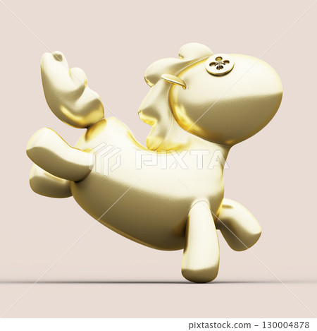 Golden Horse Cute and Funny Toy. 3D Illustration. File with Clipping Path. Golden Horse Cute and Funny Toy. 3D Illustration. File with Clipping Path. 130004878