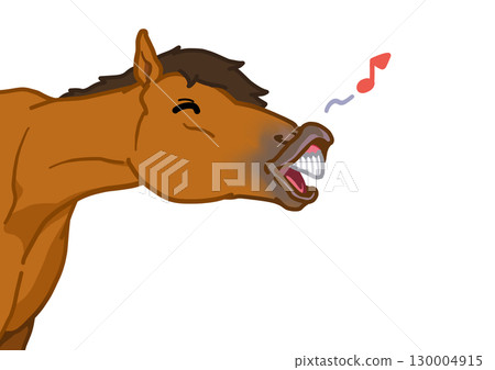 Chestnut-haired smiling horse 130004915