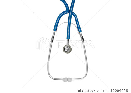 Stethoscope placed on a white background ready for use, isolated, PNG 130004958