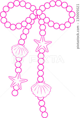 Retro Pearl Bow Shell Girly Summer Bow Doodle Outline Hand Drawn Retro Pearl Bow Shell Girly Summer Bow Doodle Outline Hand Drawn 130005021