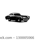 Classic car emblem badge logo vector illustration isolated on white background side view. Recommended for logos, sticker designs. 130005066